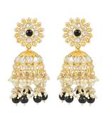 Traditional Gold Plated White Kundan Pearl Drop Jhumki Earring For Women/Girls 