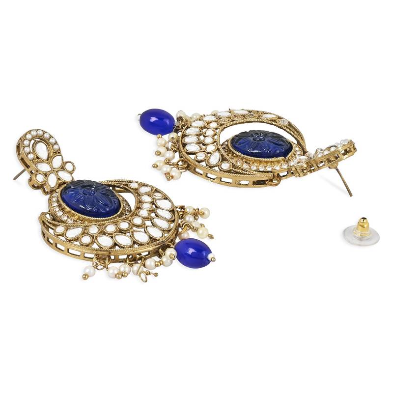 Traditional Pearl Kundan Stone Studded Chandbali Earring For Women/Girls 
