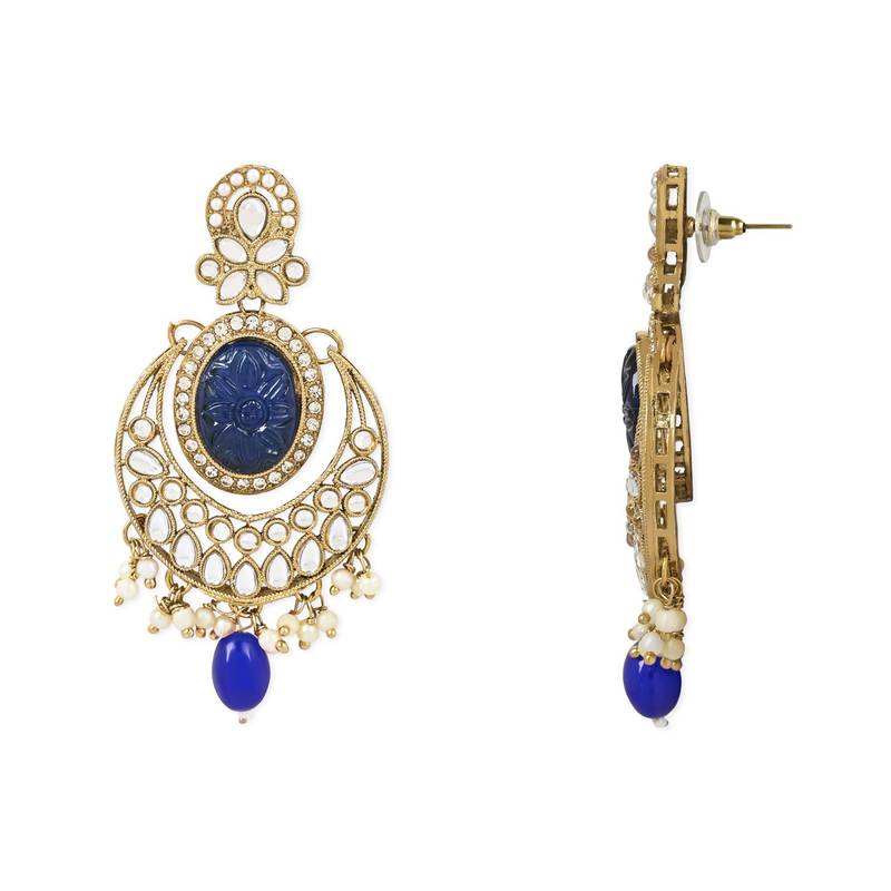 Traditional Pearl Kundan Stone Studded Chandbali Earring For Women/Girls 