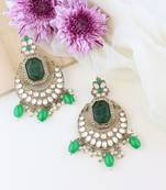 Traditional Pearl Kundan Stone Studded Chandbali Earring For Women/Girls 