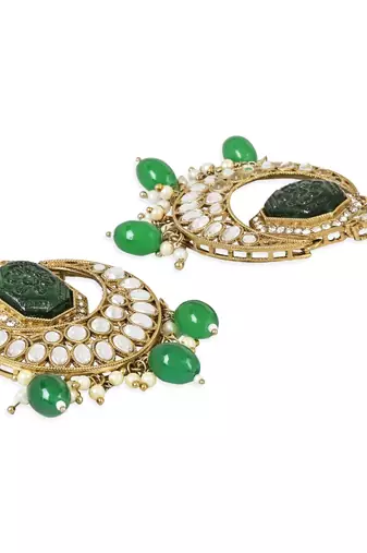 Traditional Pearl Kundan Stone Studded Chandbali Earring For Women/Girls 