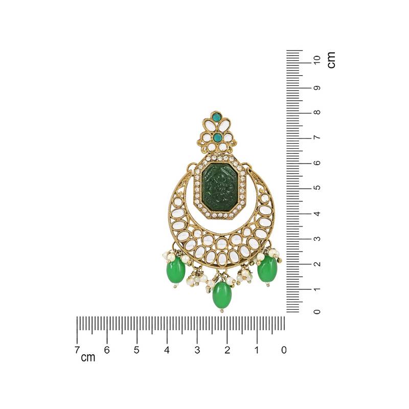 Traditional Pearl Kundan Stone Studded Chandbali Earring For Women/Girls 