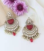Traditional Pearl Kundan Stone Studded Chandbali Earring For Women/Girls 