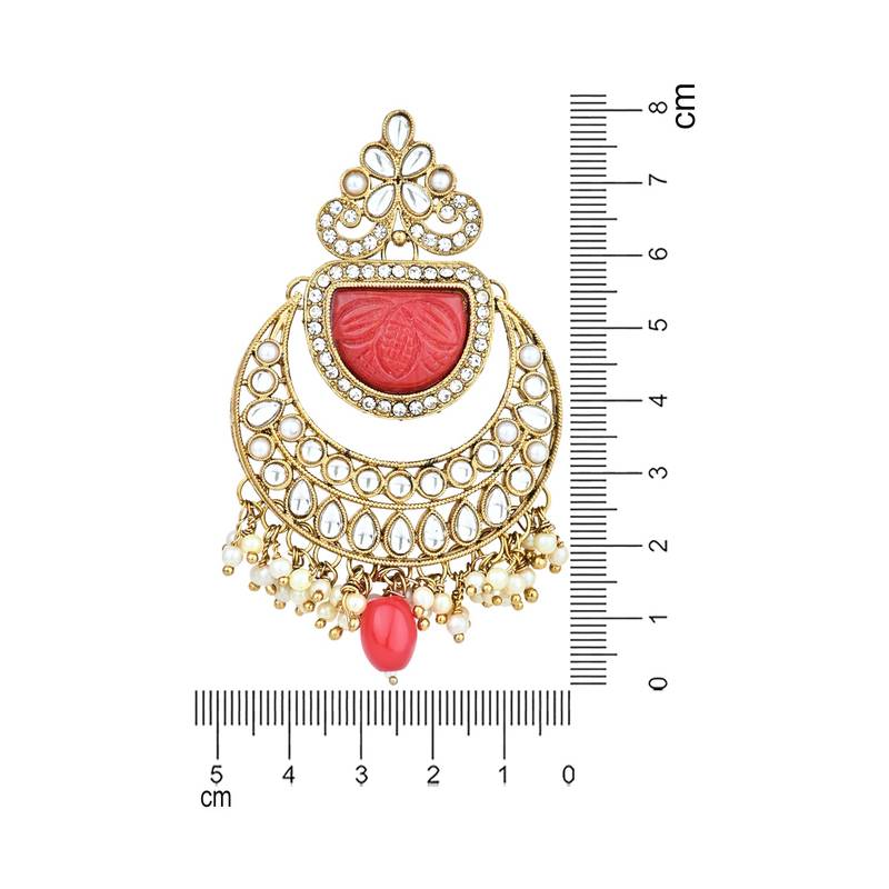 Traditional Pearl Kundan Stone Studded Chandbali Earring For Women/Girls 
