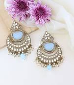 Traditional Pearl Kundan Stone Studded Chandbali Earring For Women/Girls 
