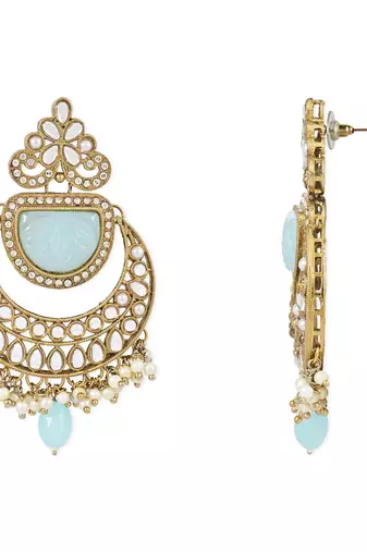 Traditional Pearl Kundan Stone Studded Chandbali Earring For Women/Girls 