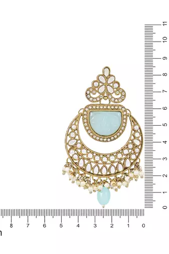 Traditional Pearl Kundan Stone Studded Chandbali Earring For Women/Girls 