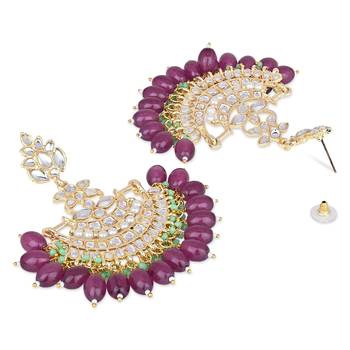 Traditional Kundan Pearl Chandbali Earrings For Women And Girls  2