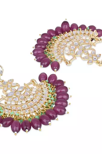 Traditional Kundan Pearl Chandbali Earrings For Women And Girls 
