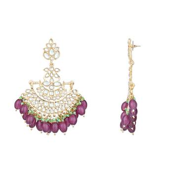 Traditional Kundan Pearl Chandbali Earrings For Women And Girls  3