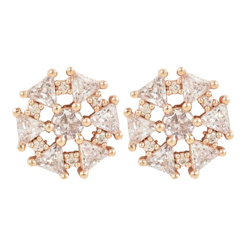 Stylish Rose Gold Plated CZ and American Diamond Fashionable Look Stud Earrings For Women/Girls 