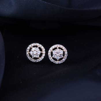 Stylish Rose Gold Plated CZ and American Diamond Fashionable Look Stud Earrings For Women/Girls  1