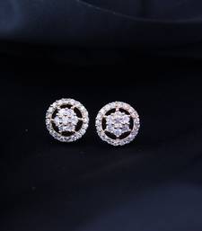 Stylish Rose Gold Plated CZ and American Diamond Fashionable Look Stud Earrings For Women/Girls 