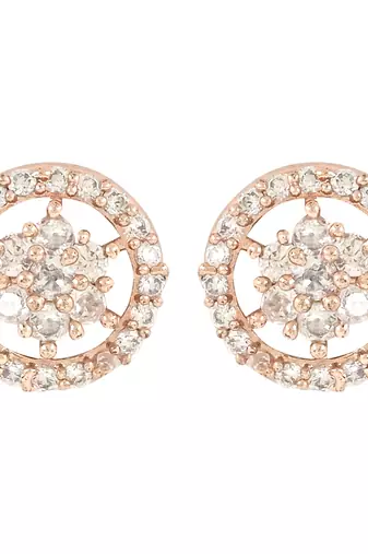 Stylish Rose Gold Plated CZ and American Diamond Fashionable Look Stud Earrings For Women/Girls 