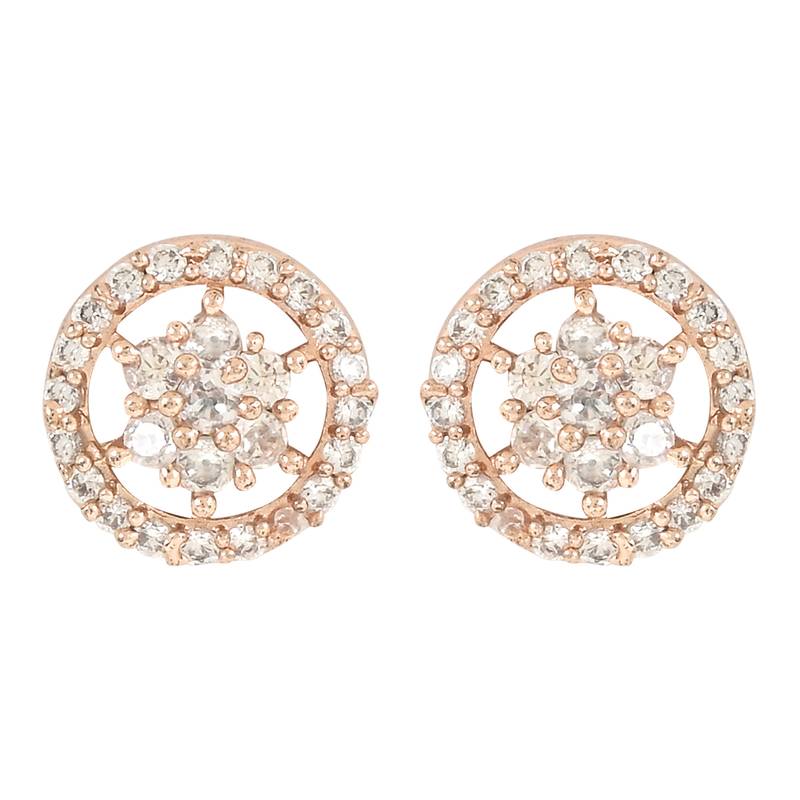 Stylish Rose Gold Plated CZ and American Diamond Fashionable Look Stud Earrings For Women/Girls 