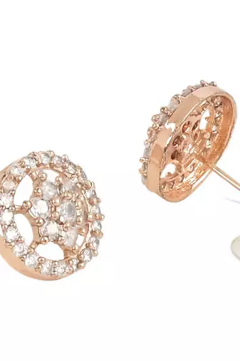 Stylish Rose Gold Plated CZ and American Diamond Fashionable Look Stud Earrings For Women/Girls 