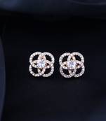 Stylish Rose Gold Plated CZ and American Diamond Fashionable Look Stud Earrings For Women/Girls 