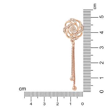 Sparkling Glamorous Rose Gold Plated Floral Shape Stud CZ and American Diamond Tassel Drop Fashionable Earrings 5