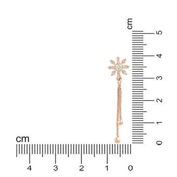Sparkling Glamorous Rose Gold Plated Floral Shape Stud CZ and American Diamond Tassel Drop Fashionable Earrings 5