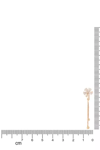 Sparkling Glamorous Rose Gold Plated Floral Shape Stud CZ and American Diamond Tassel Drop Fashionable Earrings
