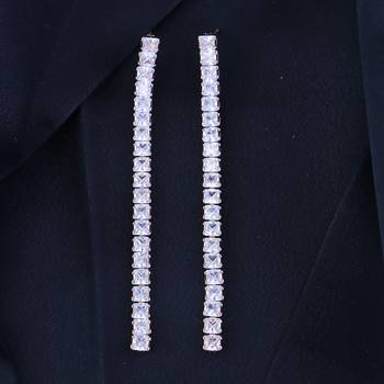 Sparkling Glamorous Rose Gold Plated CZ and American Diamond Tassel Drop Fashionable Earrings 1