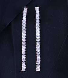 Sparkling Glamorous Rose Gold Plated CZ and American Diamond Tassel Drop Fashionable Earrings