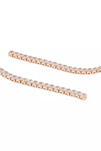 Sparkling Glamorous Rose Gold Plated CZ and American Diamond Tassel Drop Fashionable Earrings