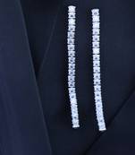 Sparkling Glamorous Silver Plated CZ and American Diamond Tassel Drop Fashionable Earrings for Women/Girls