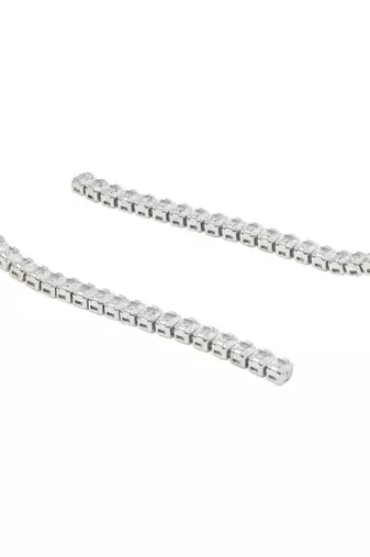 Sparkling Glamorous Silver Plated CZ and American Diamond Tassel Drop Fashionable Earrings for Women/Girls