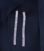 Sparkling Glamorous Rose Gold Plated CZ and American Diamond Tassel Drop Fashionable Earrings for Women/Girls