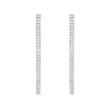 Sparkling Glamorous Silver Plated CZ and American Diamond Tassel Drop Fashionable Earrings for Women/Girls 2