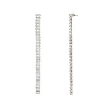 Sparkling Glamorous Silver Plated CZ and American Diamond Tassel Drop Fashionable Earrings for Women/Girls 3