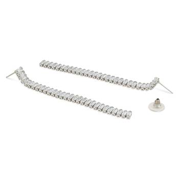 Sparkling Glamorous Silver Plated CZ and American Diamond Tassel Drop Fashionable Earrings for Women/Girls 4