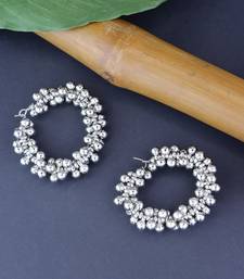 Navratri Ethnic Silver Oxidised Afghani Ghungroo Style Hoop Earrings For Women/Girls 
