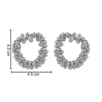 Navratri Ethnic Silver Oxidised Afghani Ghungroo Style Hoop Earrings For Women/Girls  5