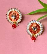 Traditonal Floral Meenakari Pearl Drop Stud Earring For Women & Girls 