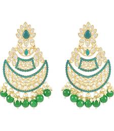 Traditional Handcrafted Pearl Kundan Beaded Chandbali Earrings for Women & Girls 