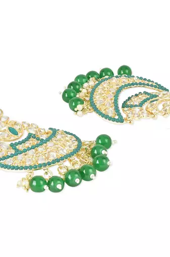 Traditional Handcrafted Pearl Kundan Beaded Chandbali Earrings for Women & Girls 
