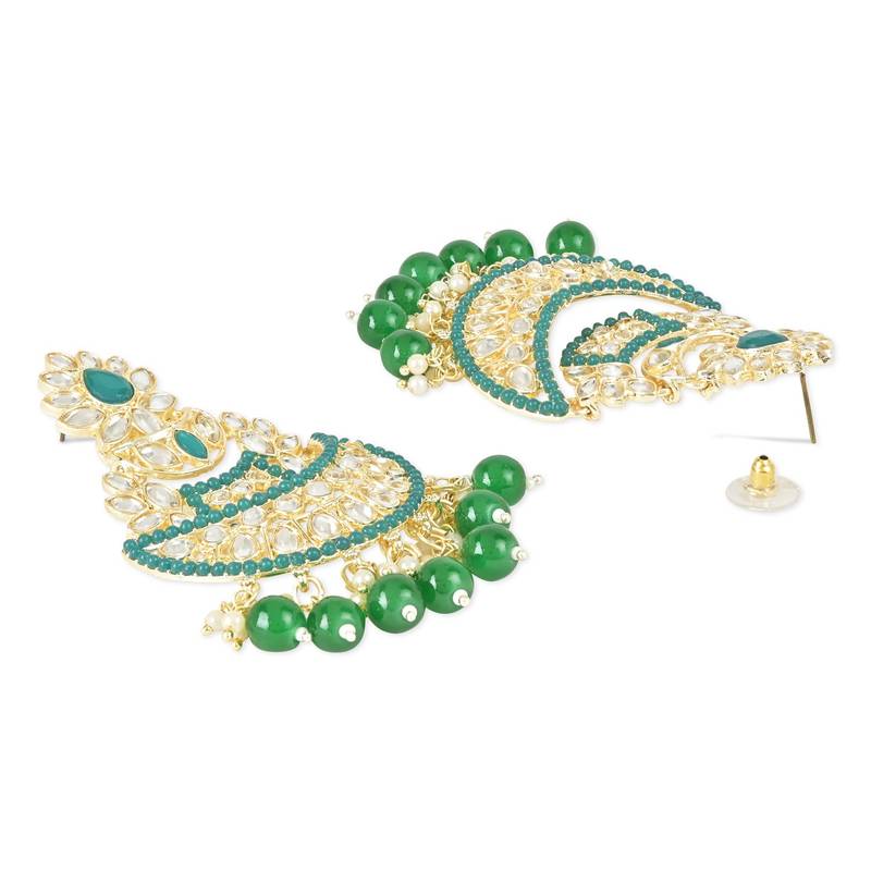 Traditional Handcrafted Pearl Kundan Beaded Chandbali Earrings for Women & Girls 