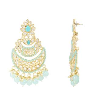 Traditional Handcrafted Pearl Kundan Beaded Chandbali Earrings for Women & Girls  2