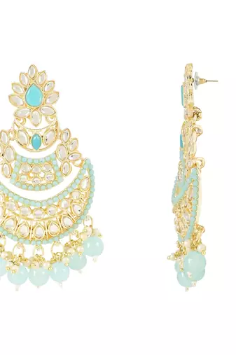 Traditional Handcrafted Pearl Kundan Beaded Chandbali Earrings for Women & Girls 