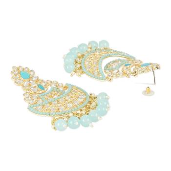 Traditional Handcrafted Pearl Kundan Beaded Chandbali Earrings for Women & Girls  3