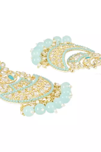 Traditional Handcrafted Pearl Kundan Beaded Chandbali Earrings for Women & Girls 