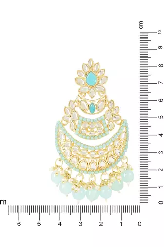 Traditional Handcrafted Pearl Kundan Beaded Chandbali Earrings for Women & Girls 