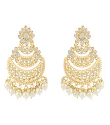 Traditional Handcrafted Pearl Kundan Beaded Chandbali Earrings for Women & Girls 