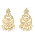 Traditional Handcrafted Pearl Kundan Beaded Chandbali Earrings for Women & Girls 