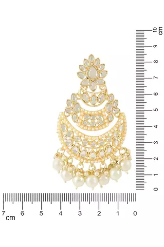 Traditional Handcrafted Pearl Kundan Beaded Chandbali Earrings for Women & Girls 