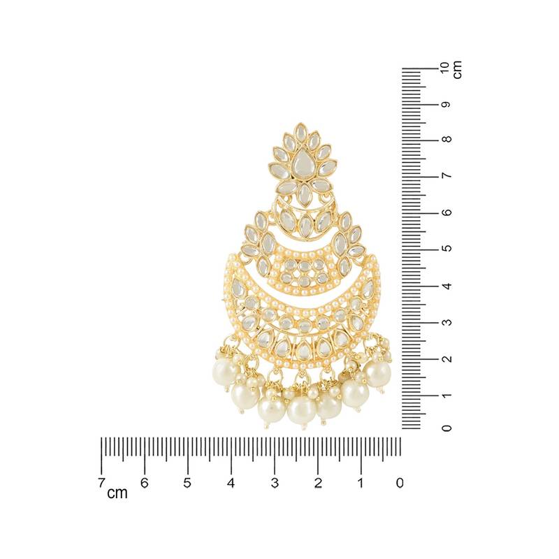 Traditional Handcrafted Pearl Kundan Beaded Chandbali Earrings for Women & Girls 