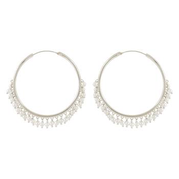 Silver Plated Chandbali Hoop Earrings Handcrafted With Pearl For Women & Girls 1