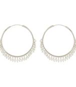 Silver Plated Chandbali Hoop Earrings Handcrafted With Pearl For Women & Girls